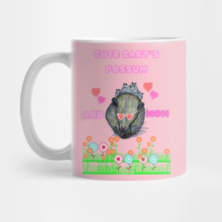 Cute baby possums with mom Mug